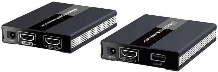PremiumCord HDMI extender s USB na 60m přes jeden kabel Cat5/6, bez zpoždění_2063083574