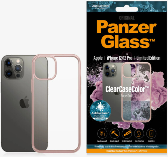 PanzerGlass ochranný kryt ClearCase pro iPhone 12/12 Pro, antibakteriální, růžová_1055261887