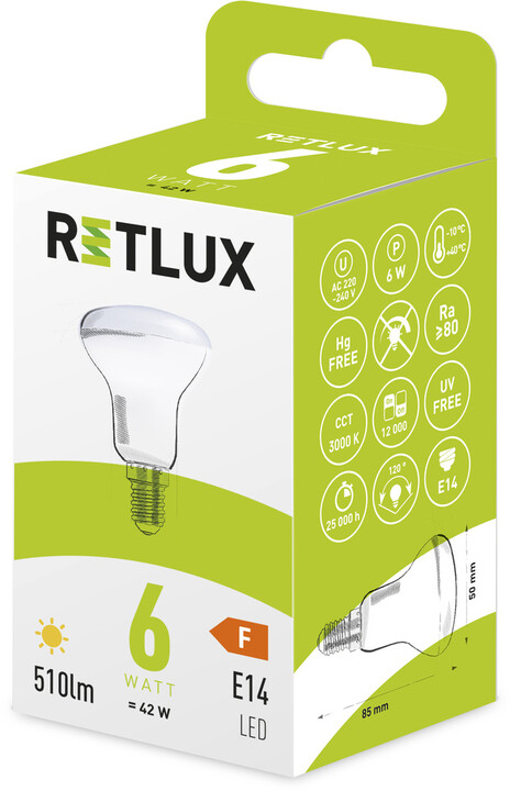 Retlux žárovka RLL 421, LED R50, E14, 6W, teplá bílá_801052540