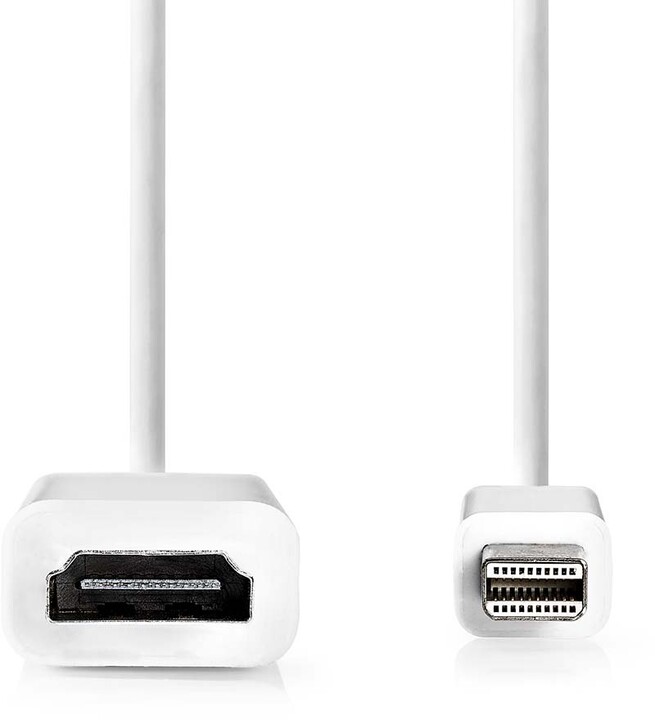 Nedis kabel mini Displayport - HDMI (M/F), 20cm, bílá_521402047