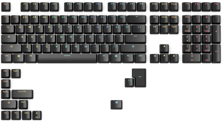 Glorious vyměnitelné klávesy Double Shot ABS V2, 123 kláves, černé, US_341444365