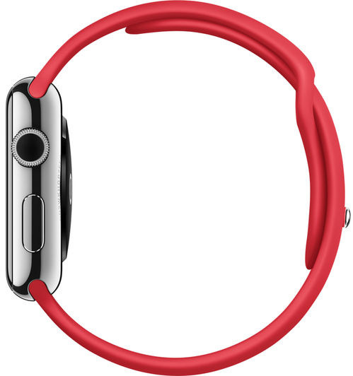 Apple Watch 42mm stříbrné kovové pouzdro se sportovním červeným řemínkem_686565817