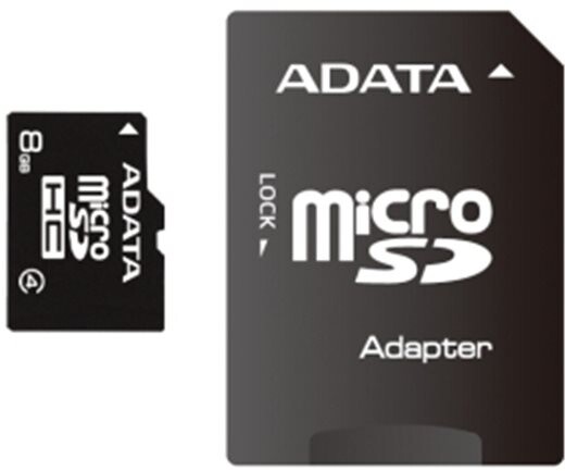 ADATA Micro SDHC 8GB Class 4 + adaptér_871097343