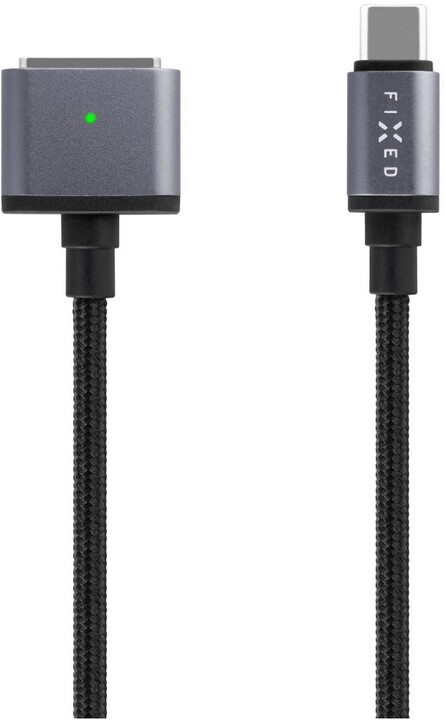 FIXED nabíjecí kabel USB-C - MagSafe 3, opletený, 2m, 140W, šedá_364592142