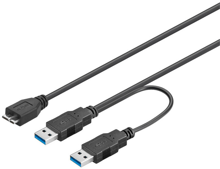 PremiumCord USB 3.0 napájecí Y kabel A/Male + A/Male -- Micro B/Mmale_1891529050