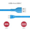 Promate kabel PowerBeam-C USB-C - USB-A, 2A, opletený, 1.2m, modrá_1459021213