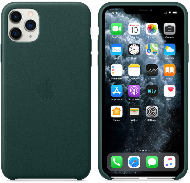 Apple kožený kryt na iPhone 11 Pro Max, piniově zelená_2065857830