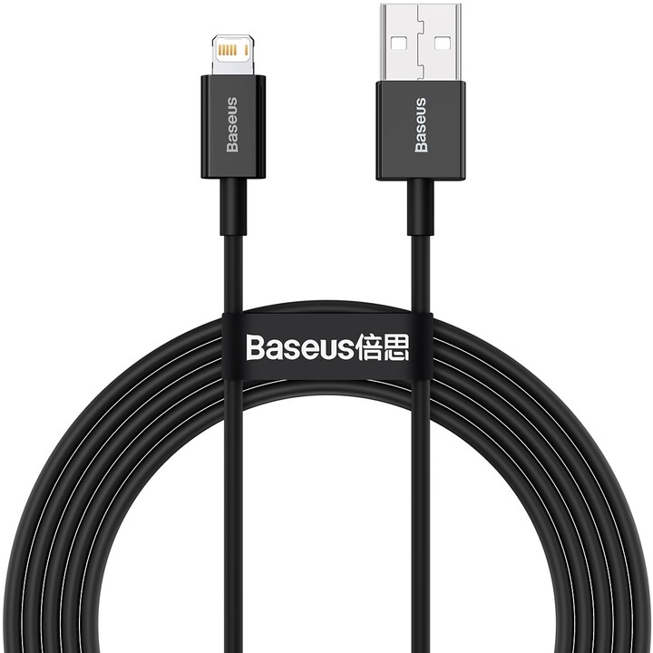 BASEUS kabel Superior Series USB-A - Lightning, rychlonabíjecí, 2.4A, 2m, černá