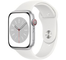 Apple Watch Series 8, Cellular, 45mm, Silver, White Sport Band_448178045