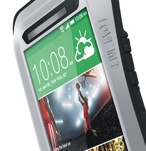 Love Mei Case HTC M8 Three anti protective shell, silver-black_1837442409