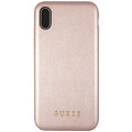 GUESS PU Leather Hard Case Iridescent pro iPhone Xs Max, růžovo zlaté