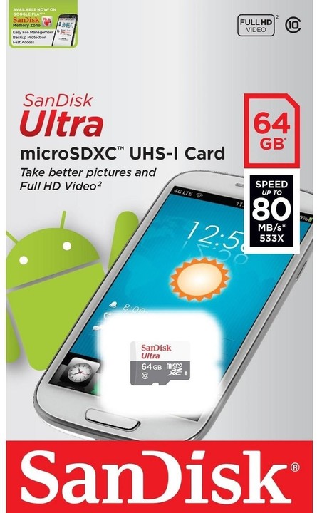 SanDisk Micro SDXC Ultra Android 64GB 80MB/s UHS-I_1408258632