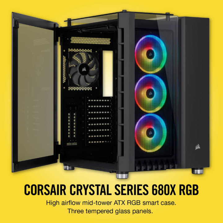 Corsair Crystal 680X RGB, okno, černá