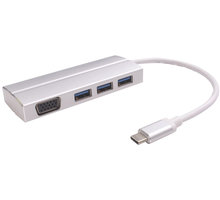 PremiumCord adaptér USB 3.1 Type-C male na VGA female + 3x USB 3.0, aluminum Poukaz 200 Kč na nákup na Mall.cz