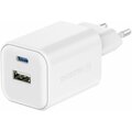 SWISSTEN síťový adaptér GaN, USB-C 45W PD, USB-A 18W QC, bílá_464430553