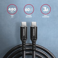 AXAGON kabel USB-C - USB-C, USB 2.0, PD 60W 3A, ALU, opletený, 1m, černá_226890208