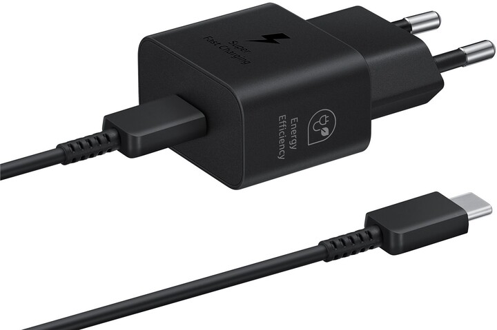Samsung nabíjecí adaptér USB-C 25W + kabel USB-C 1m, černá_1204571551