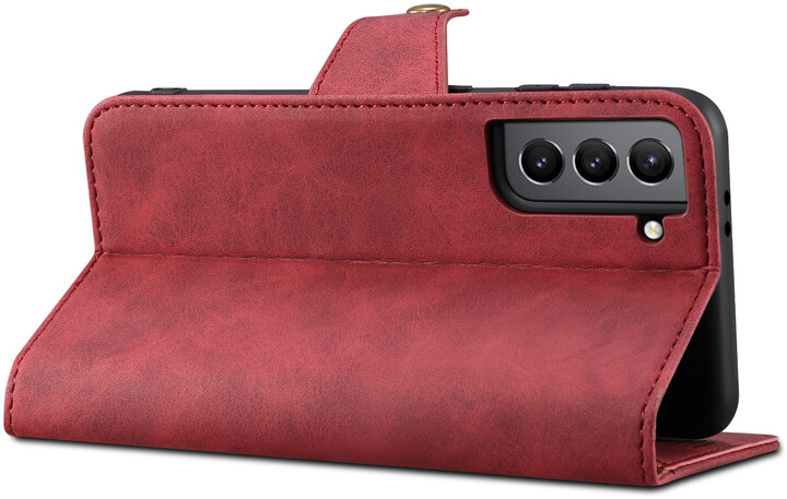 Lenuo Leather flipové pouzdro pro Samsung Galaxy S22+ 5G, červená_878660520