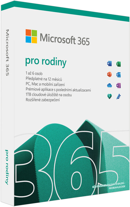 Microsoft 365 pro rodiny 1 rok, bez média - BOX_1643414626