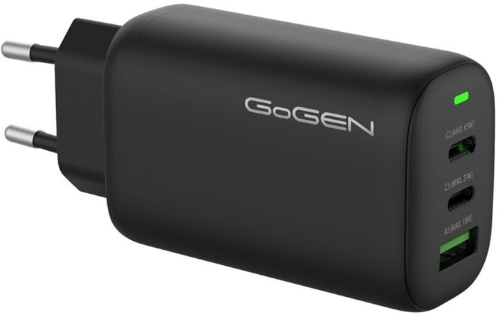 GoGEN síťová nabíječka ACHPD 365, 2x USB-C, USB-A, 65W, černá_784311439