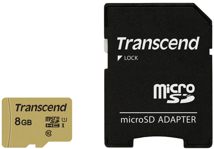 Transcend Micro SDHC 500S 8GB 95MB/s UHS-I U1 + SD adaptér_1561072406