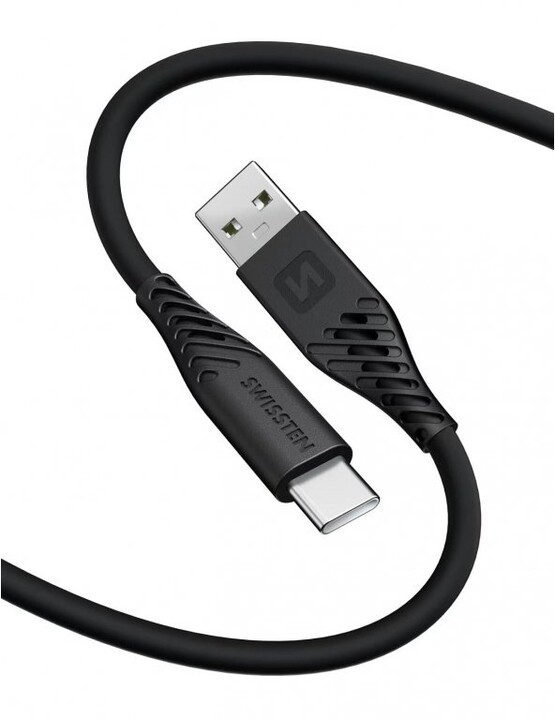 SWISSTEN datový kabel soft silicone USB-A - USB-C, 60W, 1.5m, černá_1186401750