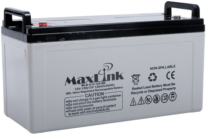 MaxLink baterie AGM 12V/120Ah, olověný akumulátor M8_1860375844