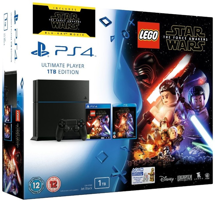 PlayStation 4, 1TB, černá + LEGO Star Wars: The Force Awakens + film SW: The Force Awakens_989201013