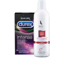 LOVE duo pack Kondomy (Durex Intense) + Lubrikační gel Love Gel Aqua, jahoda (100 ml)_542801346