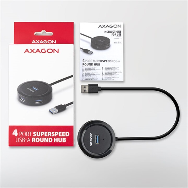 AXAGON hub USB-A 3.2 Gen1 - 4xUSB-A, 5Gbit/s, 30cm, černá_1682255955