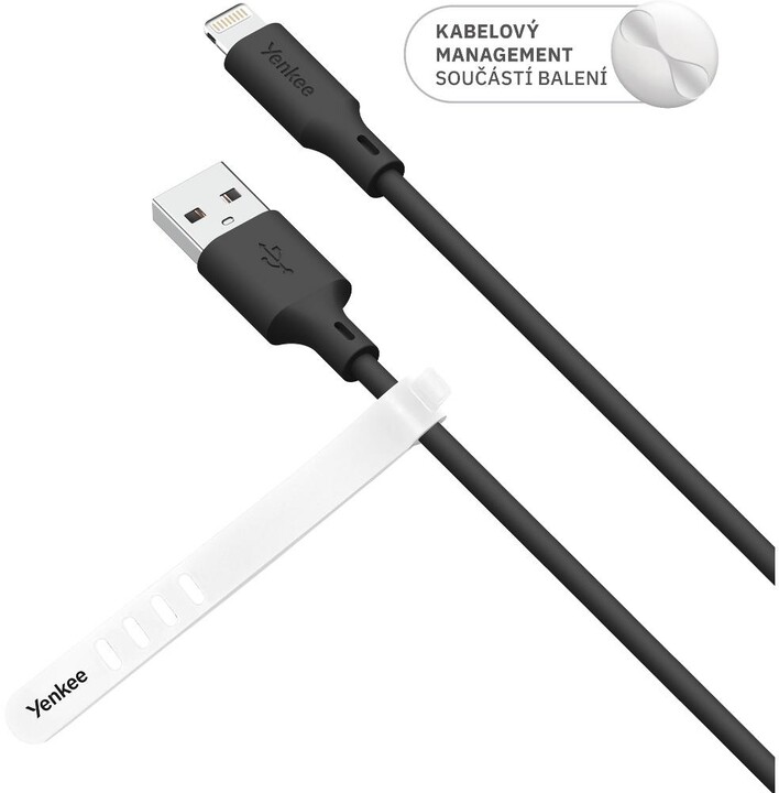 YENKEE kabel YCU 615 BK SILIC USB-A - Lightning, MFi, 1.5m, černá_1044500208