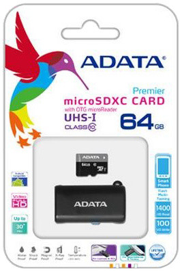 ADATA Micro SDXC 64GB UHS-I + OTG USB čtečka_1512867017