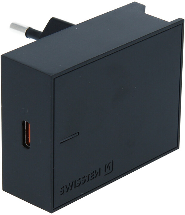 SWISSTEN síťový adaptér s technologií Super Fast Charging, 25W, černá + USB-C, M/M, 1.2m, černá_735810585
