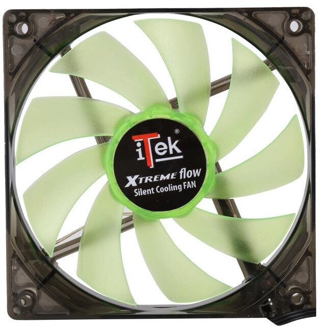 iTek Xtreme Flow - 120mm, Green LED, 3+4pin, Silent_1027241985