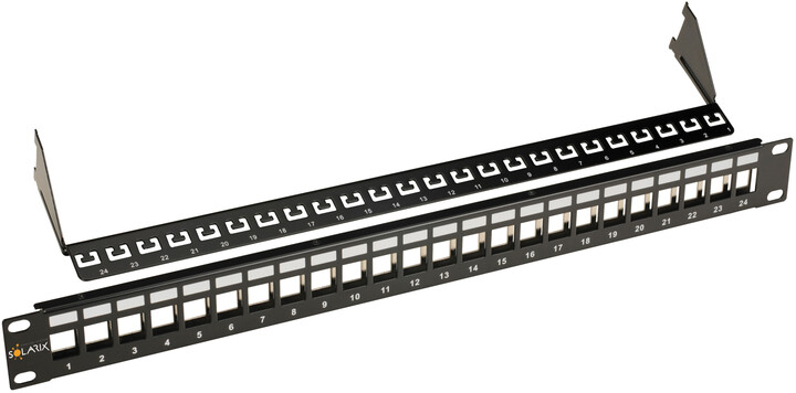 Solarix 19&quot; Neosazený univerzální panel 24 portů 1U pro CAT5E a CAT6 keystony, SX24M-0-STP-BK-UNI_1926798584