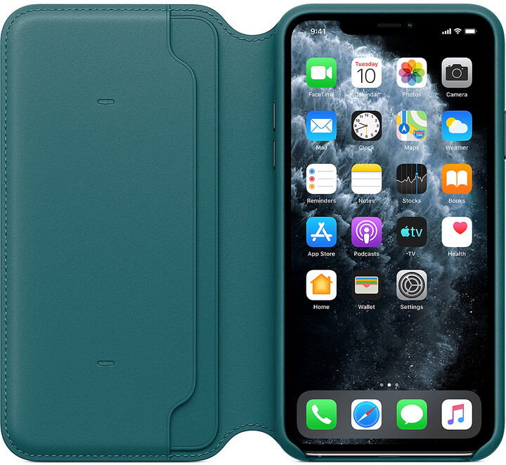Apple ochranný kryt Leather Folio pro iPhone 11 Pro Max, zeleno-modrá_1905760336