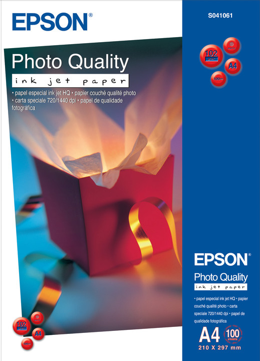 Epson Foto papír Photo Quality InkJet, A4, 100 ks, 100g/m2, matný_778884564