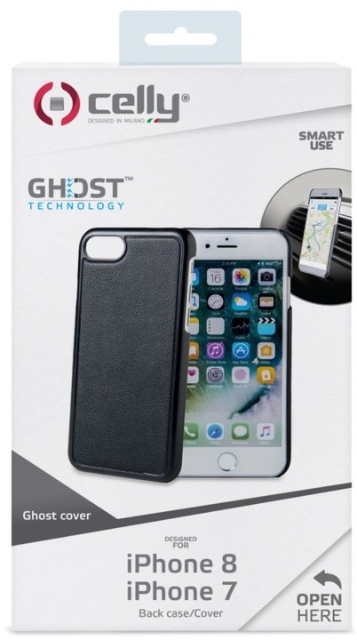 CELLY GHOSTCOVER Zadní magnetický kryt pro Apple iPhone 7/8, kompatibilní s GHOST držáky, černý_1781348654