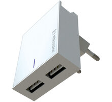 SWISSTEN síťový adaptér SMART IC, CE 2x USB 3 A Power + datový kabel USB/Micro USB 1,2m, bílá