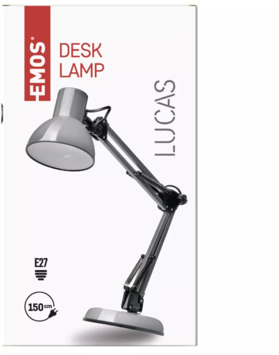 Emos LED stolní lampa Lucas na žárovku E27, tmavě šedá_1101222804