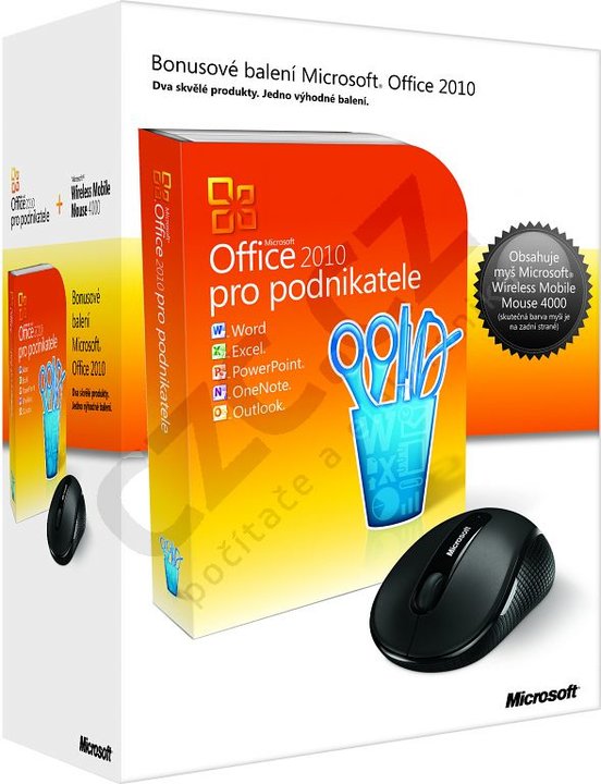 Microsoft Office 2010 pro domácnosti a podnikatele (DVD) + myš wireless Mobile 4000_2054039999