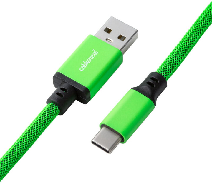 CableMod Classic Coiled Cable, USB-C/USB-A, 1,5m, Viper Green_1141152172
