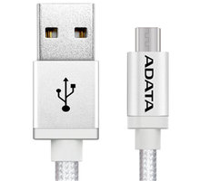 ADATA Micro USB kabel pletený, 1m, stříbrný_1645719466