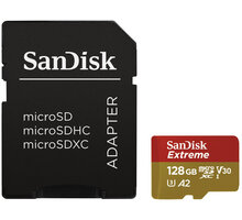 SanDisk Micro SDXC Extreme 128GB 160MB/s A2 UHS-I U3 V30 pro akční kamery + SD adaptér_2040820915