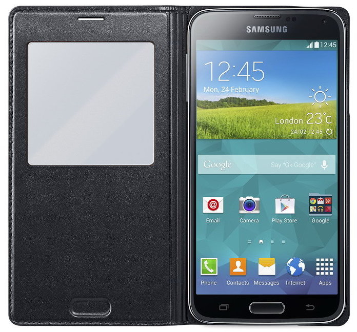 Samsung flipové pouzdro S-View EF-CG900B pro Galaxy S5, černá_866458136