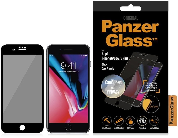 PanzerGlass Edge-to-Edge Privacy pro Apple iPhone 6s/7/8 plus s CamSlider, černá_1830491135