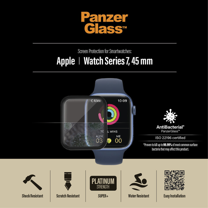 PanzerGlass ochranné sklo Apple Watch Series 7 45mm, antibakteriální_595564777