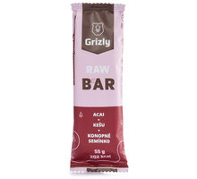 GRIZLY Raw Bar - tyčinka, acai/kešu/konopné semínko, 55g