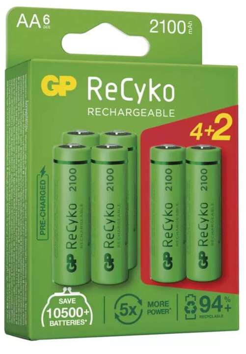 GP nabíjecí baterie ReCyko 2100 AA (HR6) 2100mAh, 4+2ks_202747908