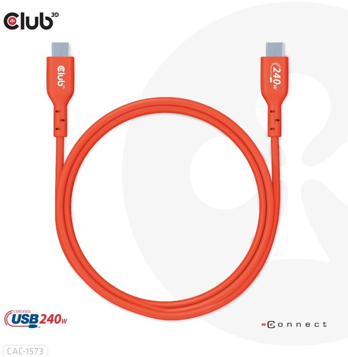 Club3D kabel USB-C, Data 480Mb,PD 240W(48V/5A) EPR, M/M, 2m_2034100230